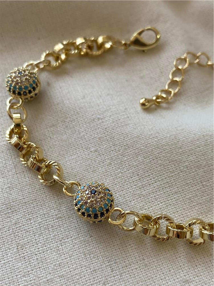 Özel Seri 14K Taşlı Göz Boncuk Bileklik