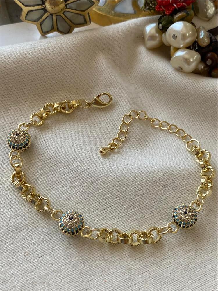 Özel Seri 14K Taşlı Göz Boncuk Bileklik