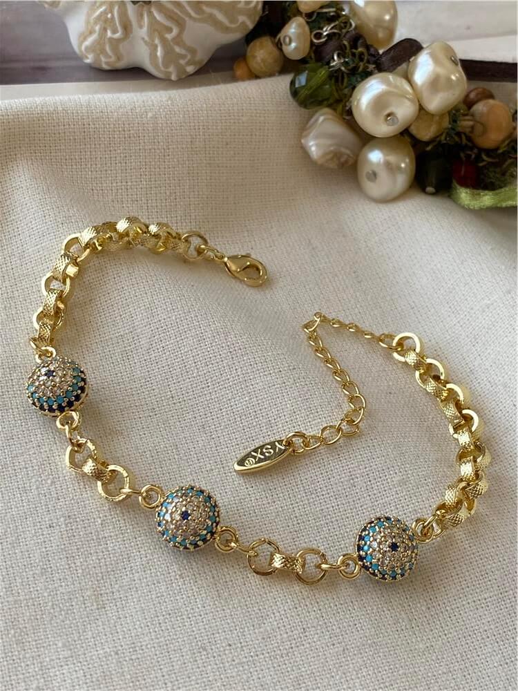 Özel Seri 14K Taşlı Göz Boncuk Bileklik