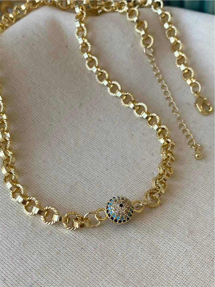 Özel Seri 14K Taşlı Göz Boncuk Kolye