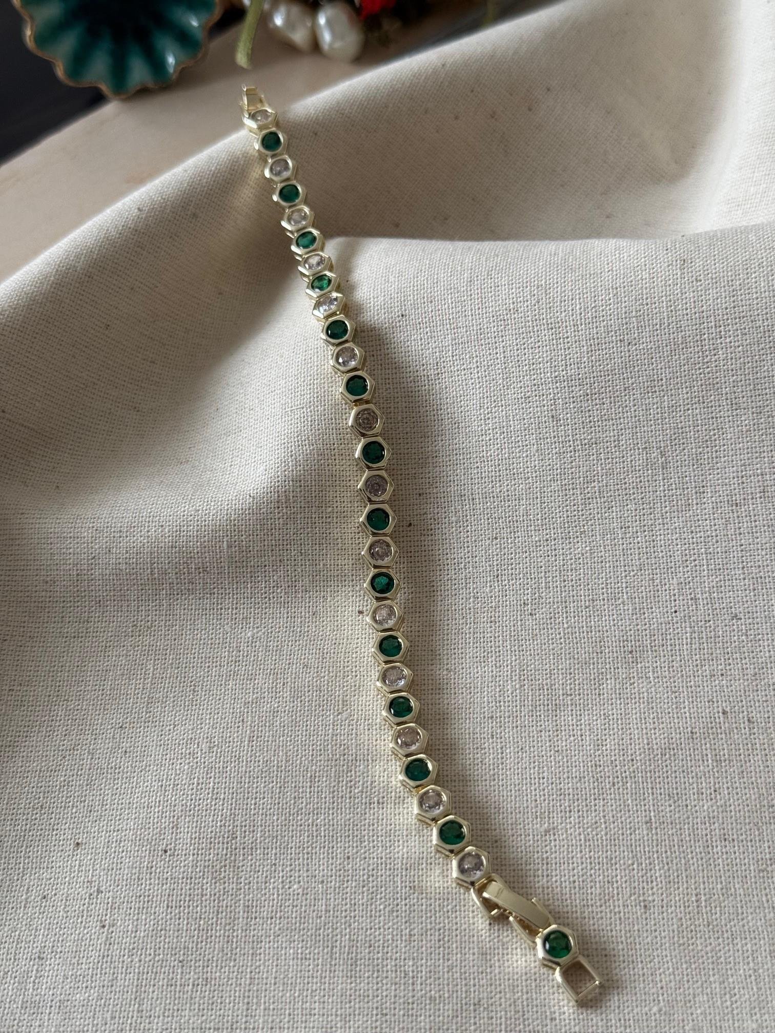 Özel Seri 14K Yeşil Petek Bileklik