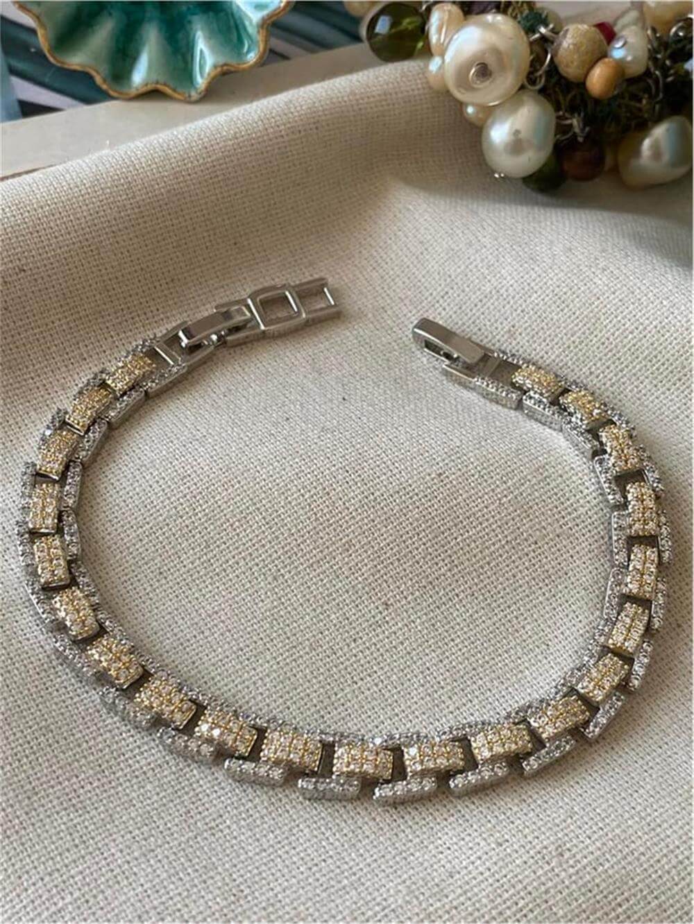 Özel Seri Dikdörtgen Taşlı Çift Renkli Bileklik