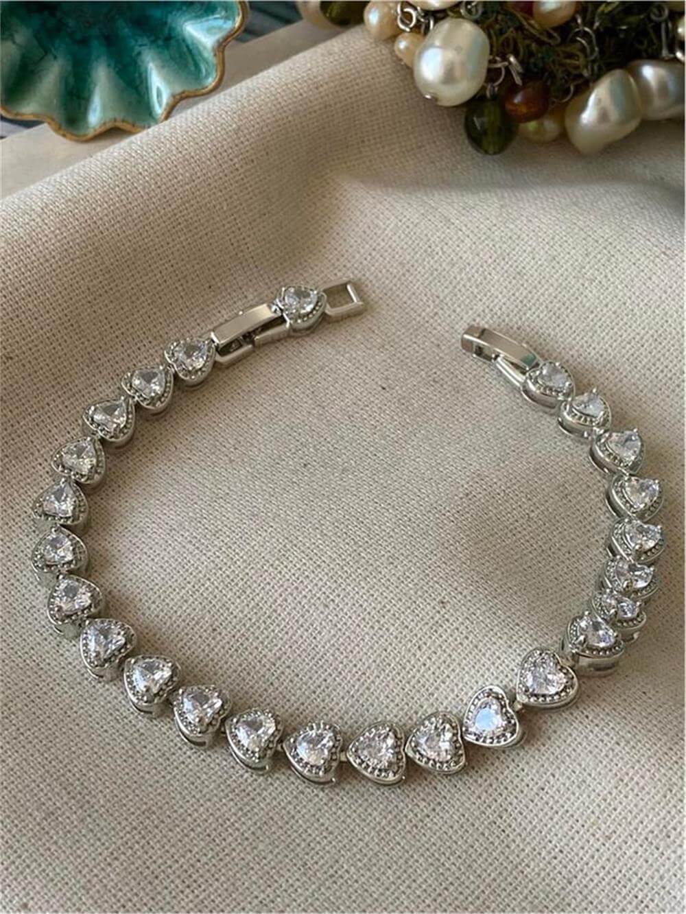 Özel Seri Gümüş Kalp Bileklik