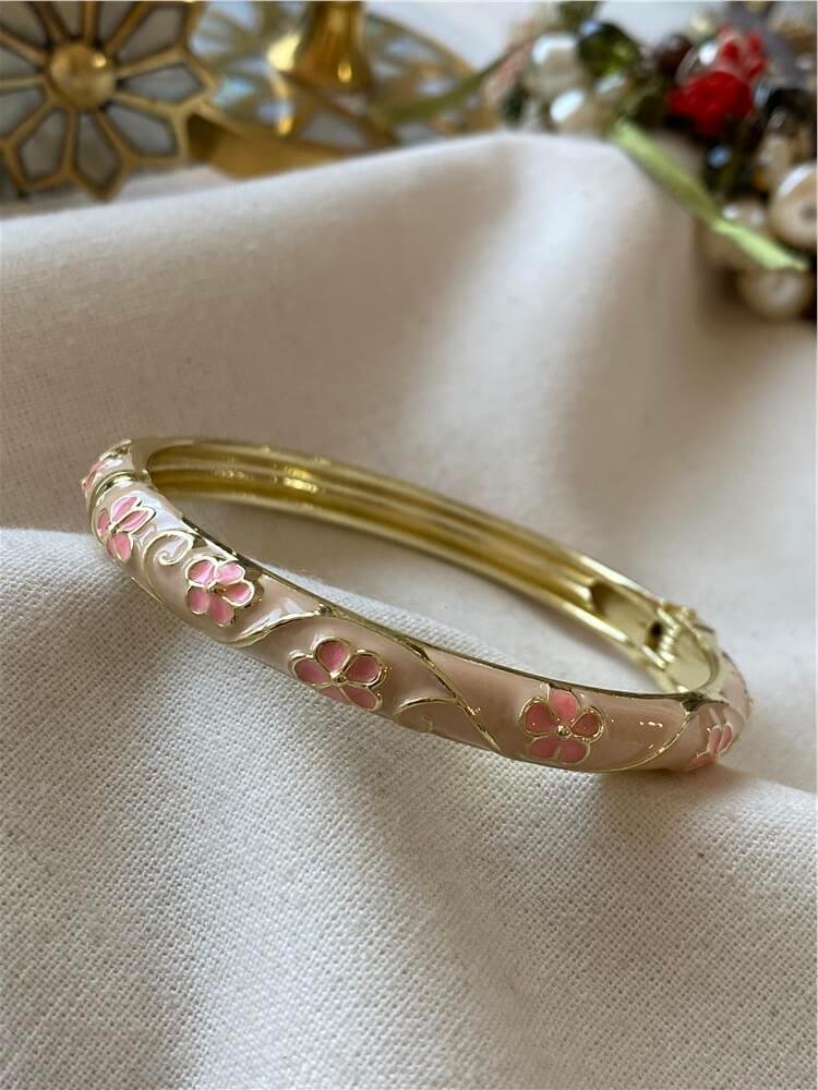 Özel Seri Mineli Pembe Çiçekli Kelepçe