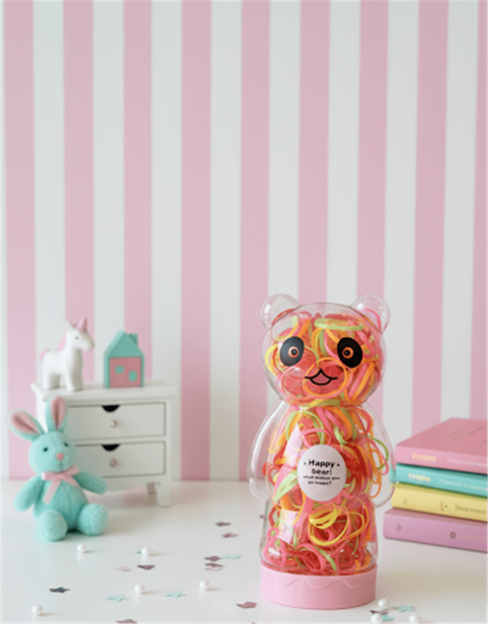 Panda Kutulu Neon Renkli Lastik Toka Seti