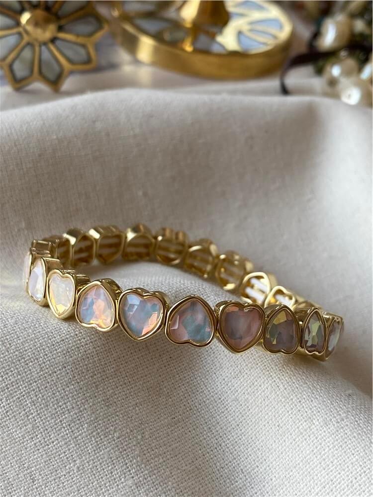 Parlak Beyaz Kalpli Esnek Bileklik