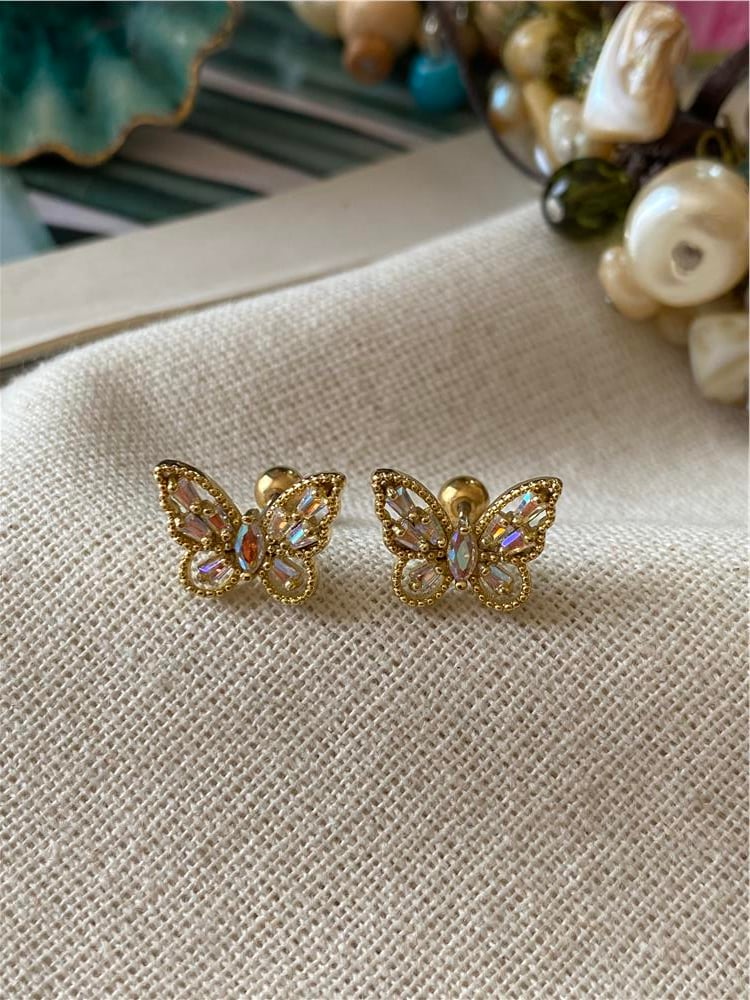 Parlak Taşlı Kelebek Piercing