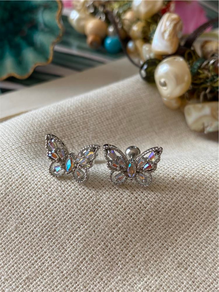 Parlak Taşlı Kelebek Piercing