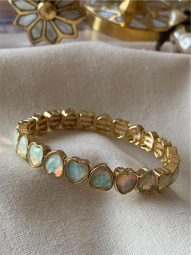 Parlak Yeşil Kalpli Esnek Bileklik