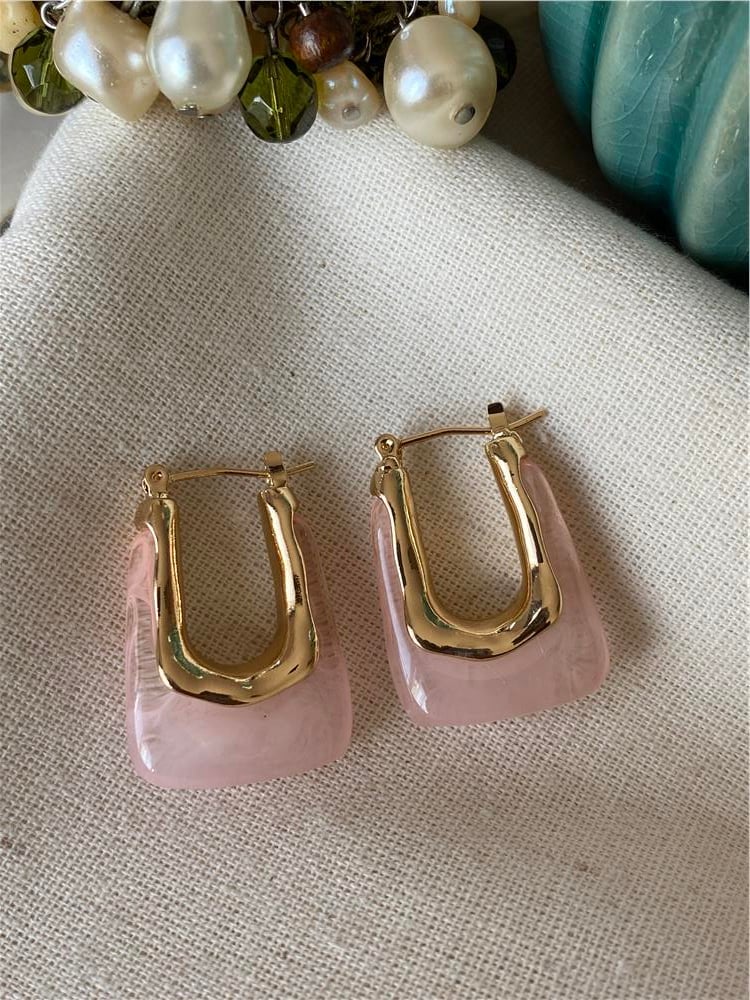 Pembe Gold U Küpe