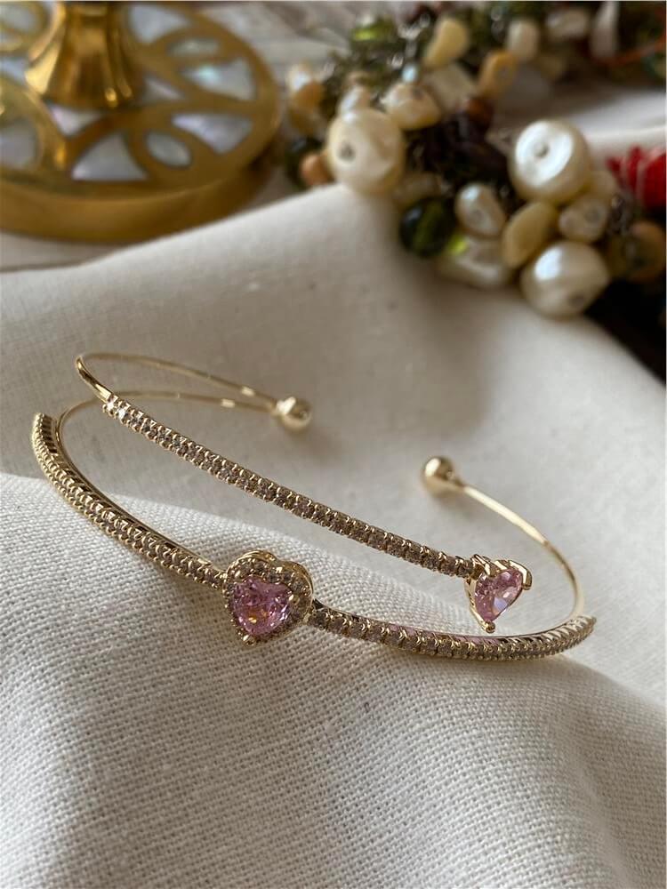 Pembe Kalp Detaylı Açık Kelepçe