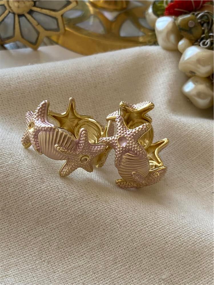 Pembe Mineli Sea Halka Küpe