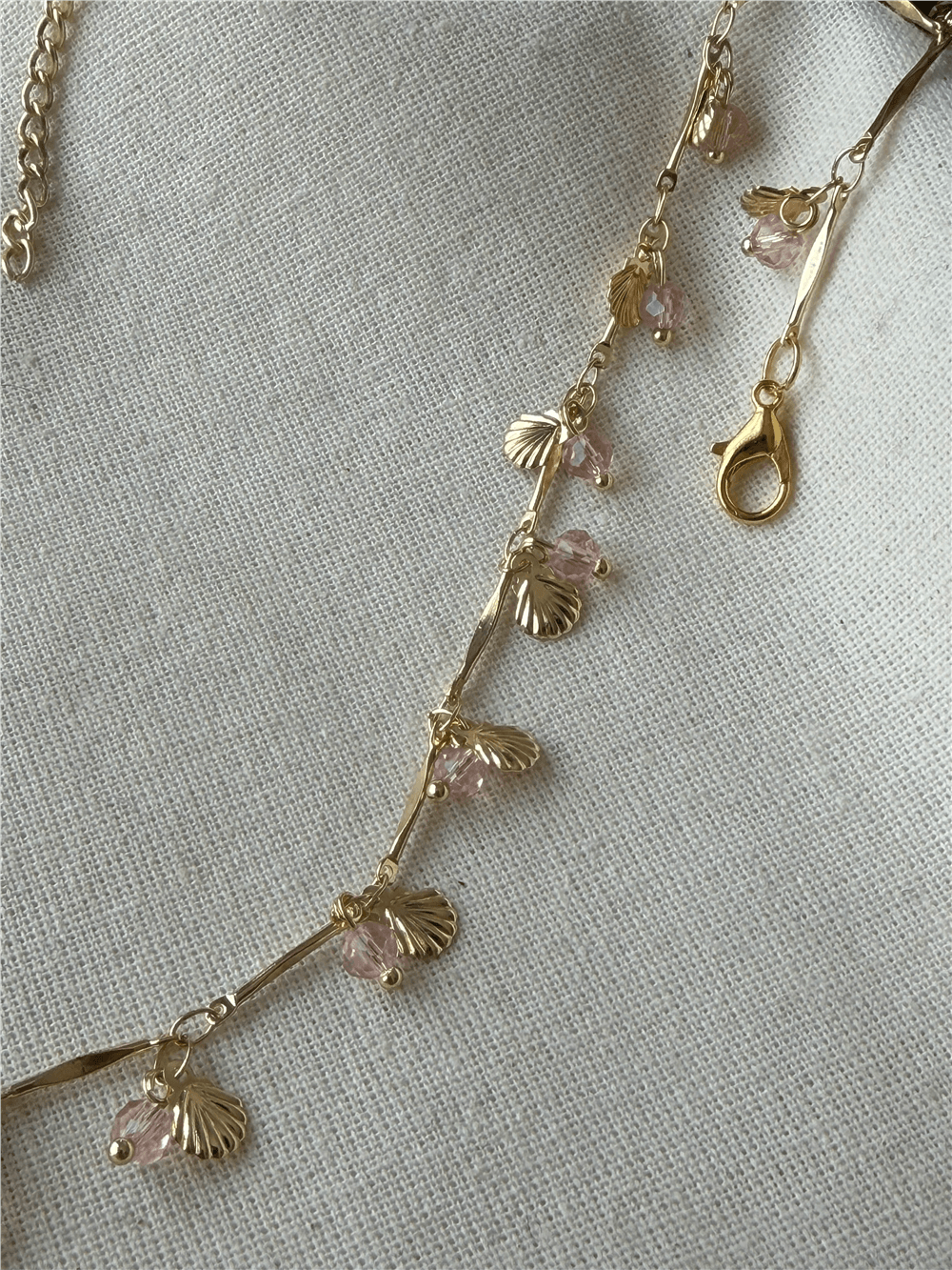 Pembe Taşlı Shell Kolye