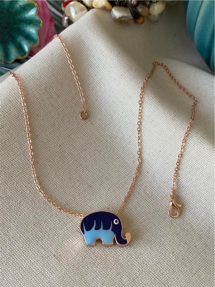 Pinky Blue Elephant Kolye