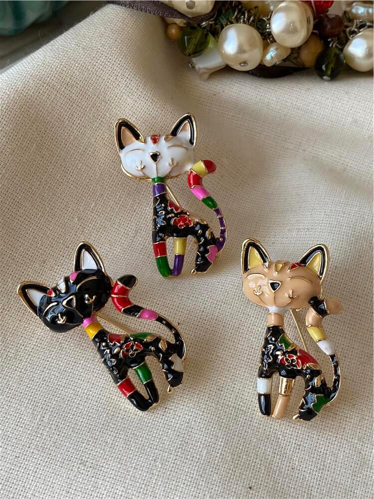 Renkli Kedi Broş