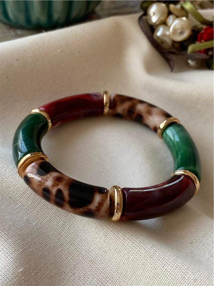 Renkli Leopar Desenli Esnek Bileklik