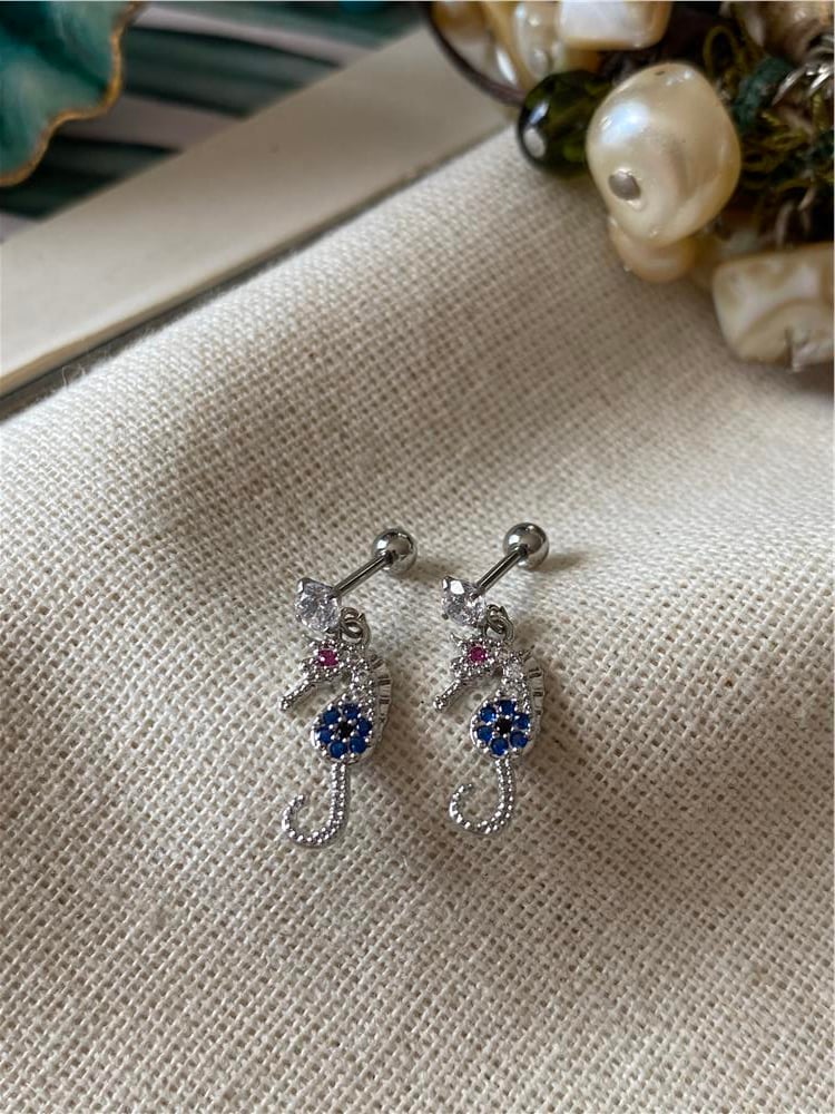 Renkli Taşlı Denizatı Piercing