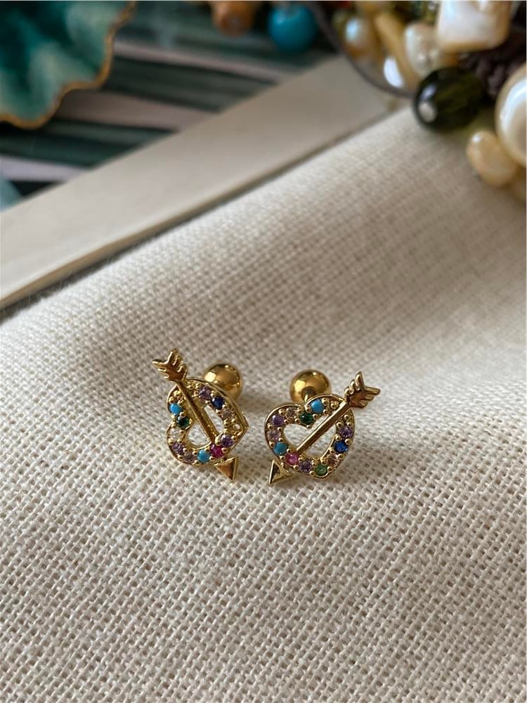 Renkli Taşlı Love Piercing