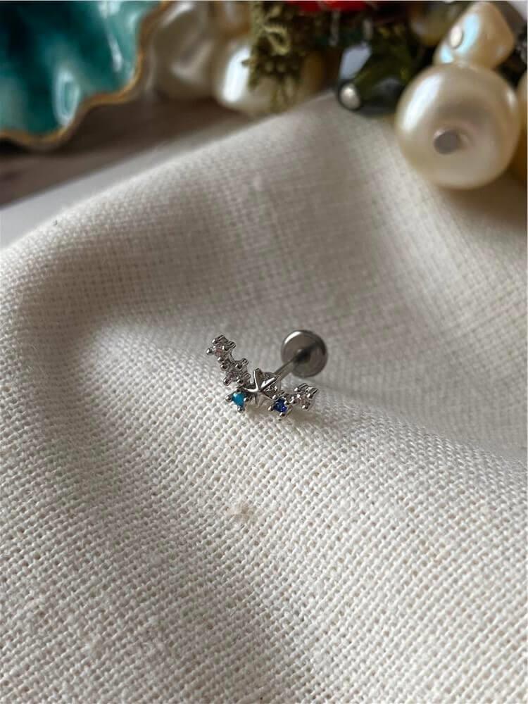 Renkli Yıldızlı Çelenk Piercing