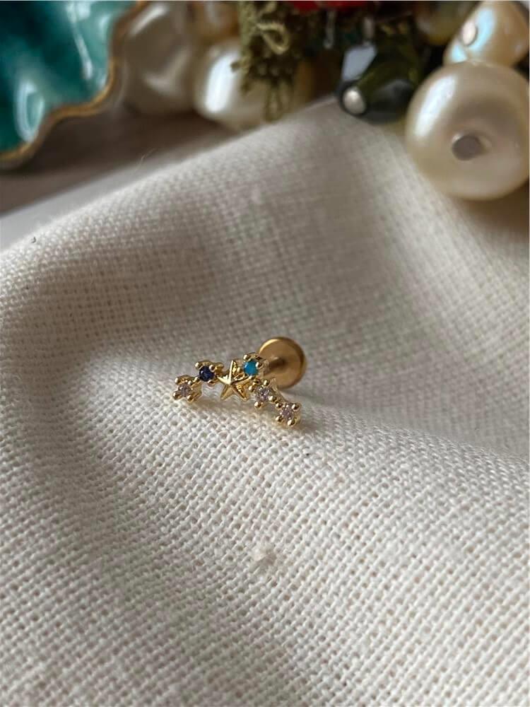 Renkli Yıldızlı Çelenk Piercing