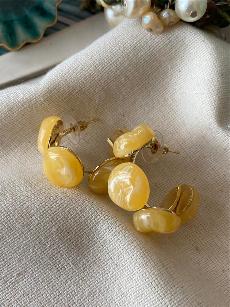 Sarı Draje Halka Küpe
