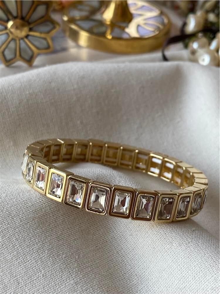 Şeffaf Dikdörtgen Taşlı Esnek Bileklik