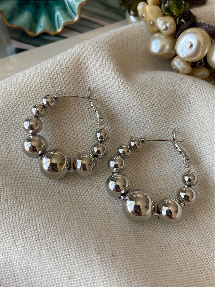 Silver Balls Halka Küpe