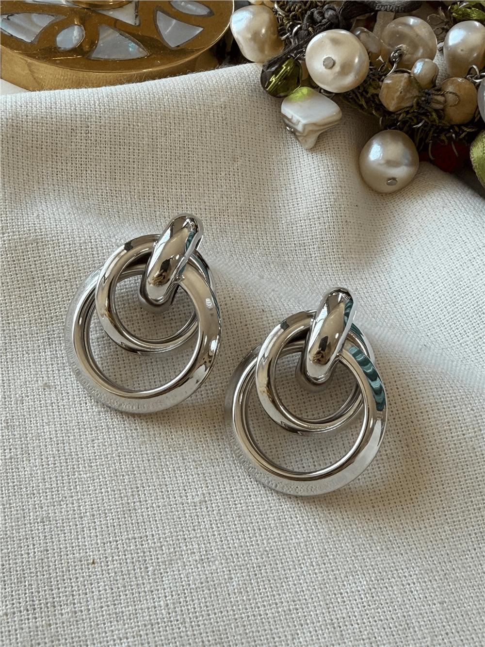 Silver Çift Halka Küpe