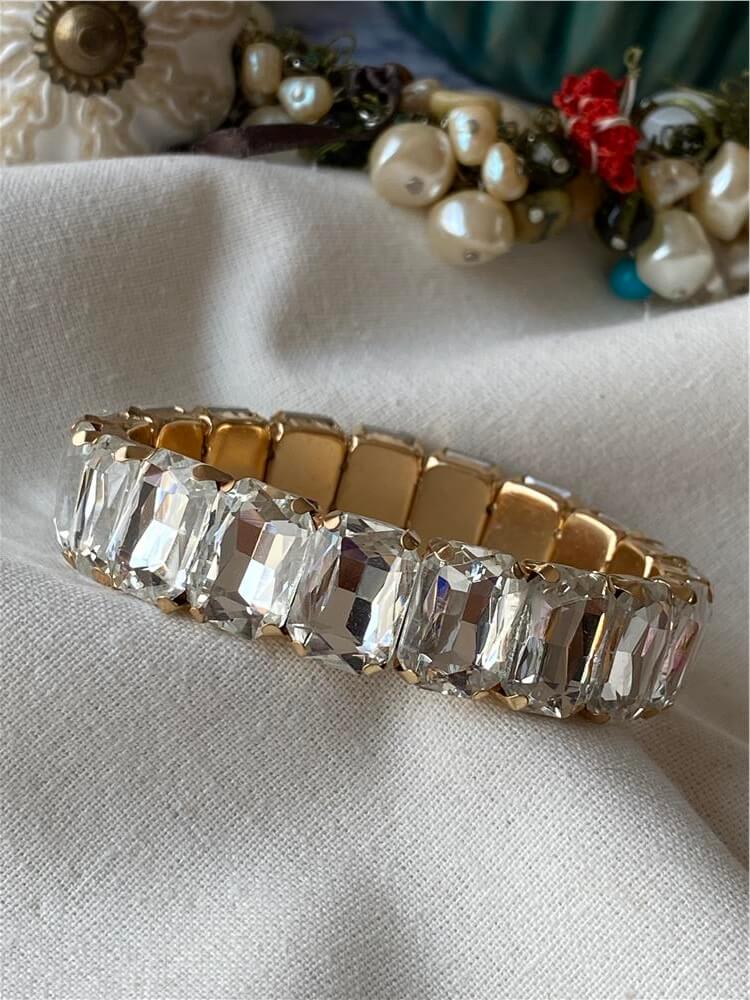 Silver Kristal Taşlı Esnek Bileklik