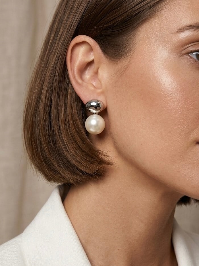 Silver Mini İnci Küpe