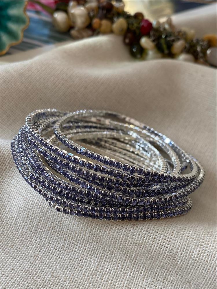 Silver Purple Esnek Suyolu Bileklik