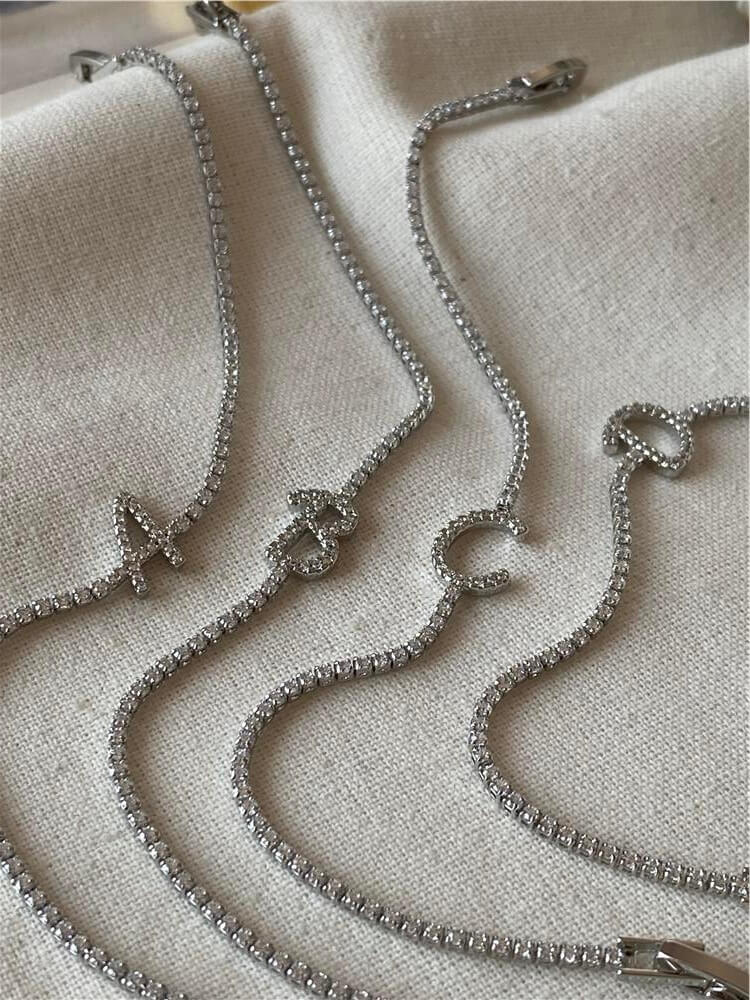 Silver Suyolu Model Taşlı Harf Bileklik
