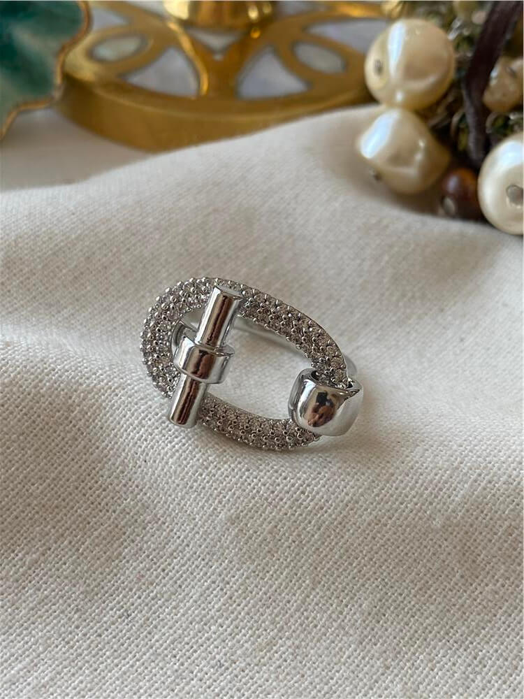 Silver Taşlı Belt Yüzük