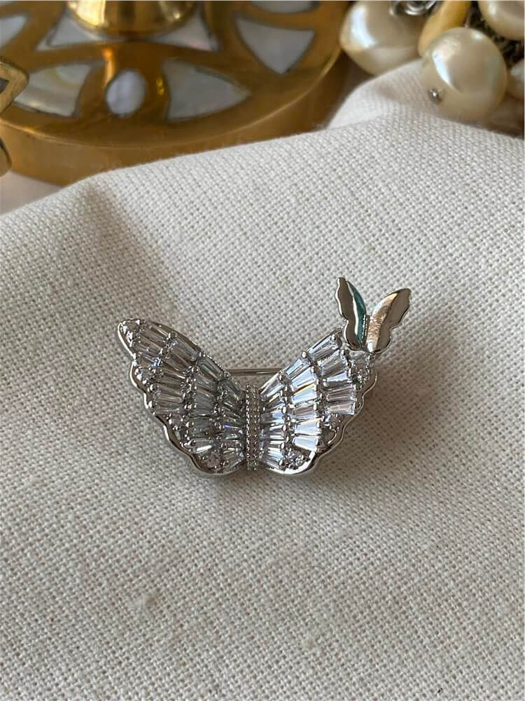 Silver Taşlı Kelebekler Broş