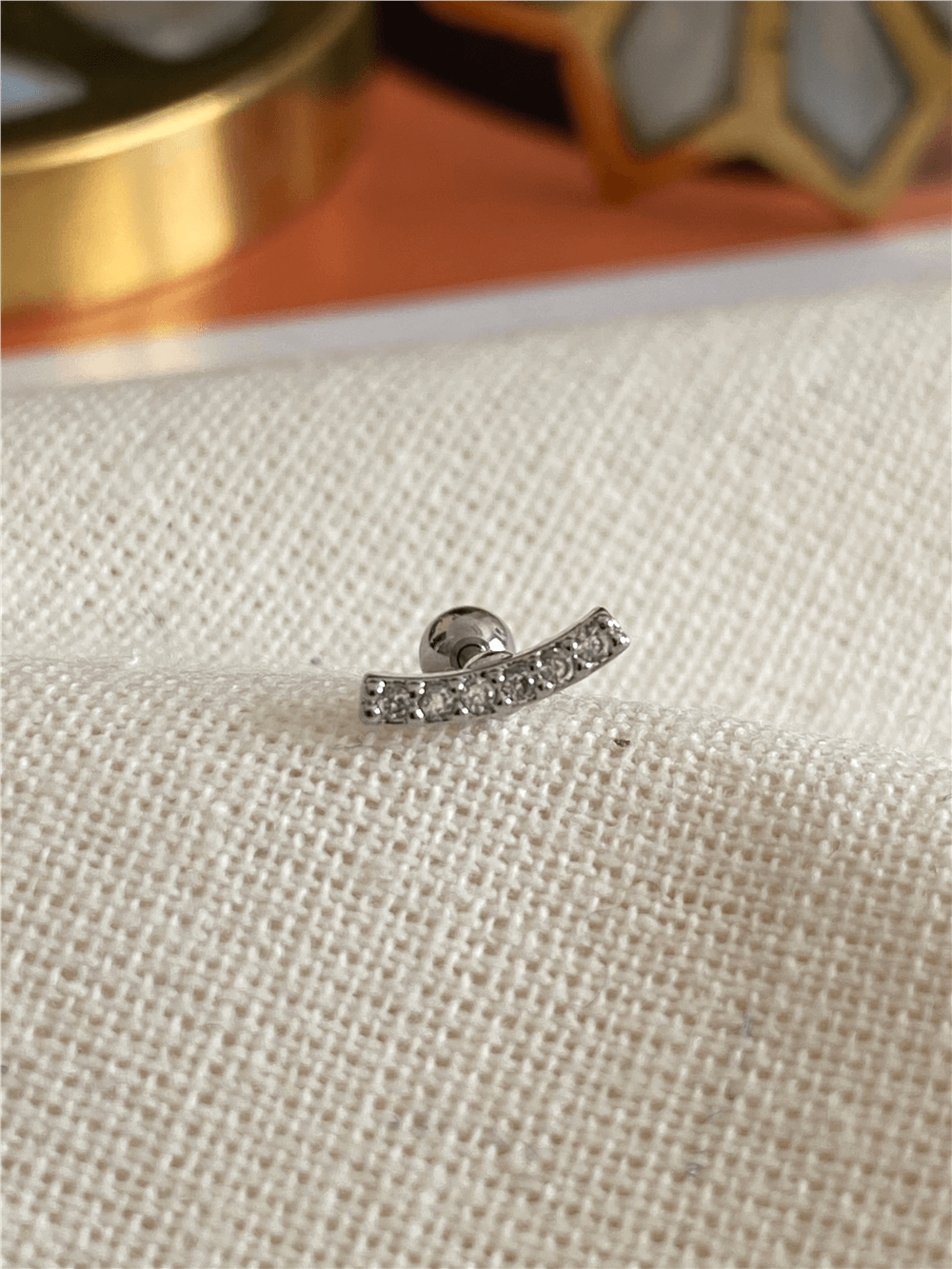 Silver Taşlı Mini Stick Piercing