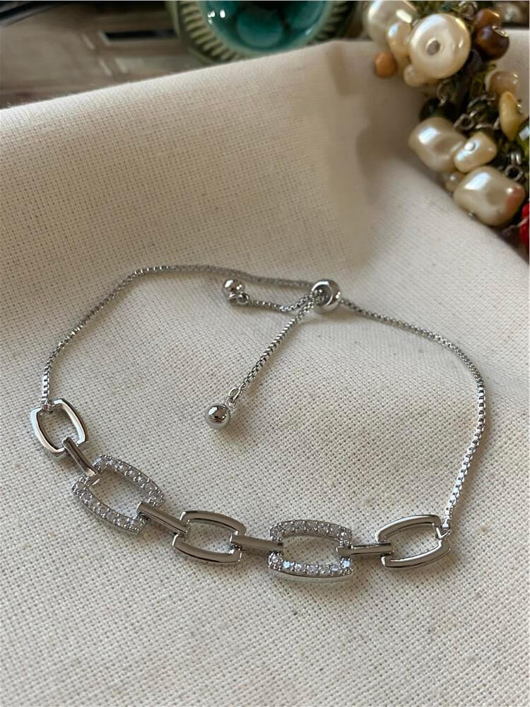 Silver Zincir Model Asansör Bileklik