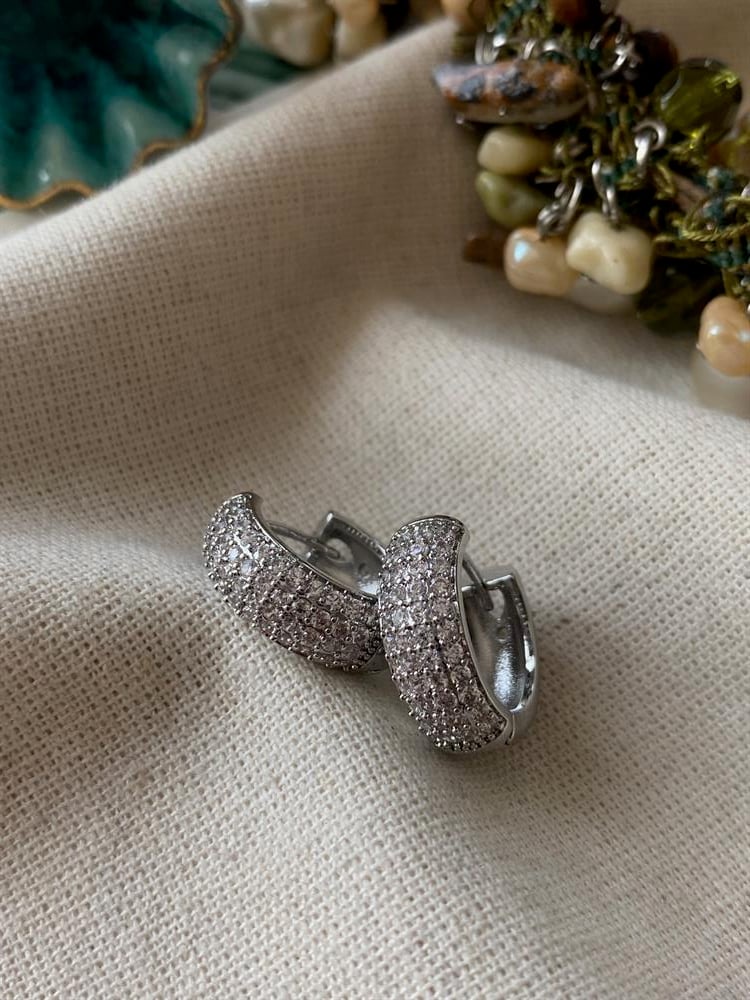 Silver Zirkon Taşlı Halka Küpe