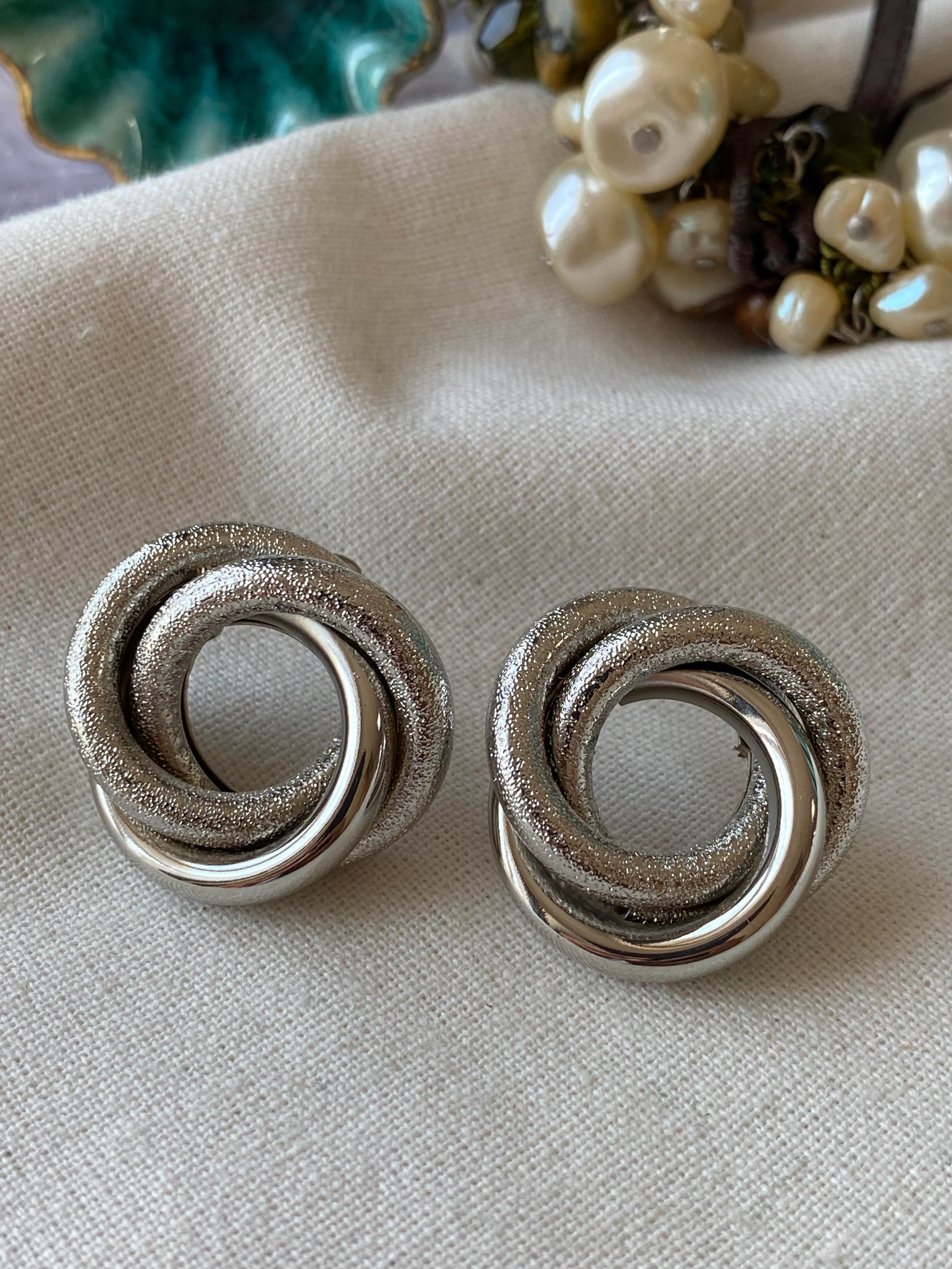 Simli Silver Döngü Küpe