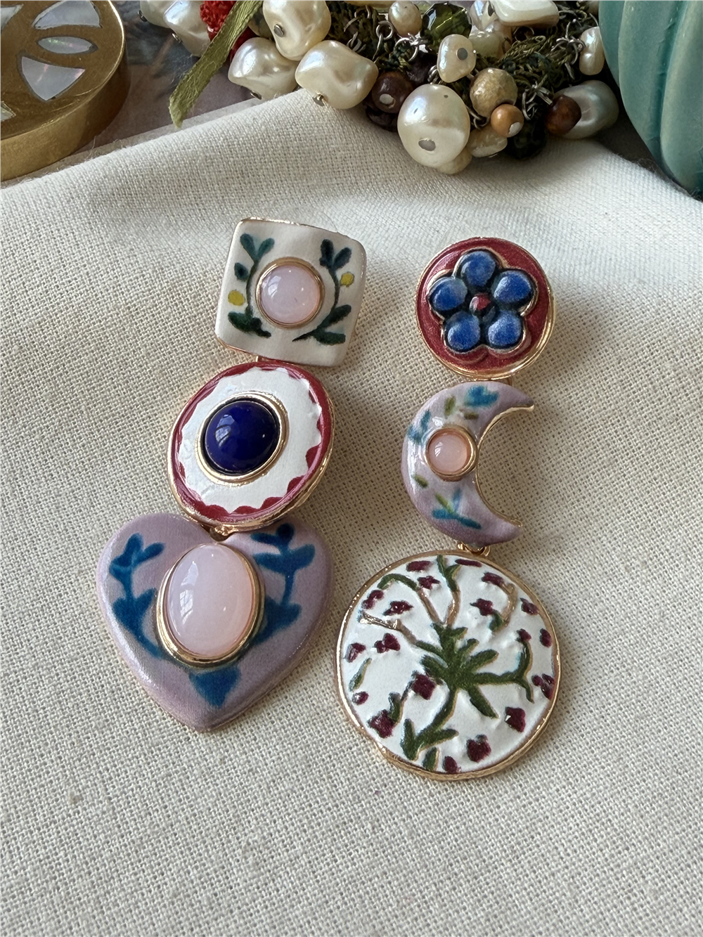 Sıralı Pastel Renkli Şekiller Küpe