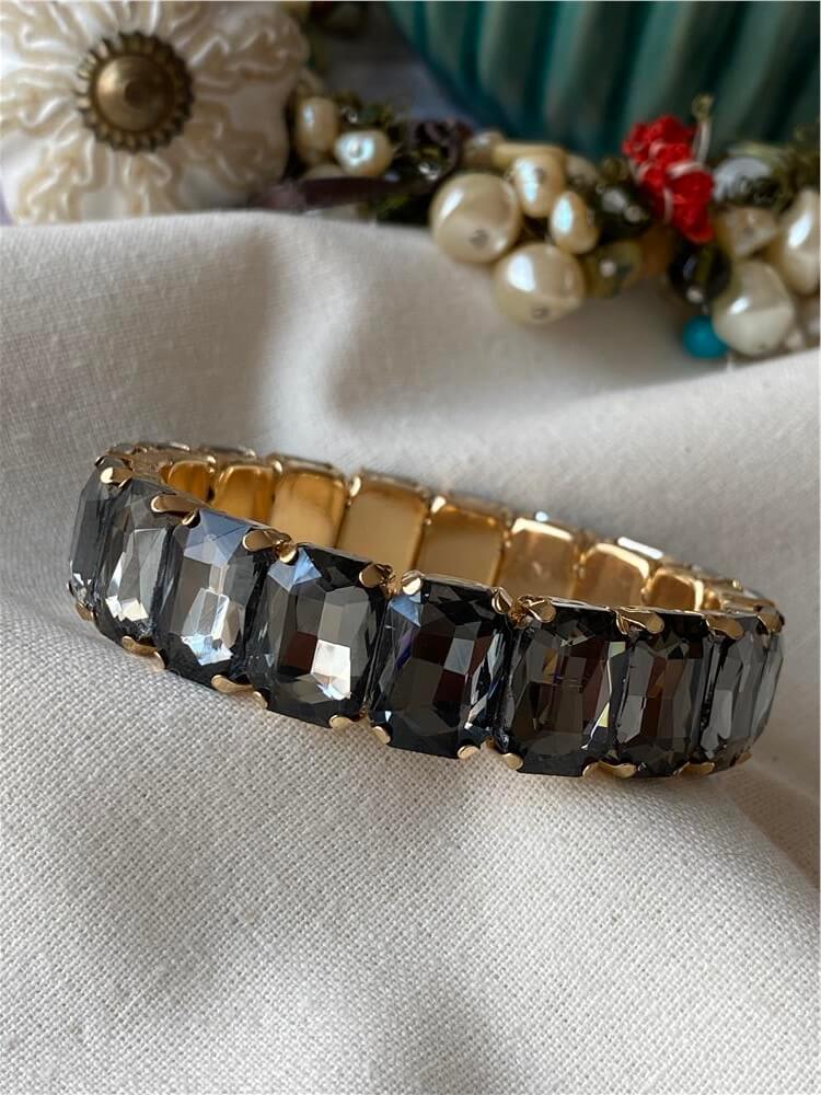 Siyah Kristal Taşlı Esnek Bileklik