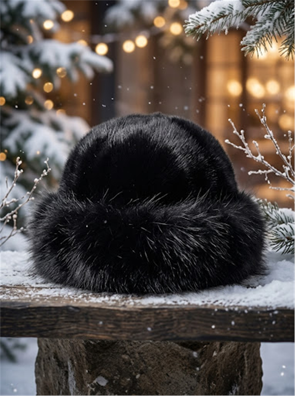 Siyah Peluş Kalpak Şapka