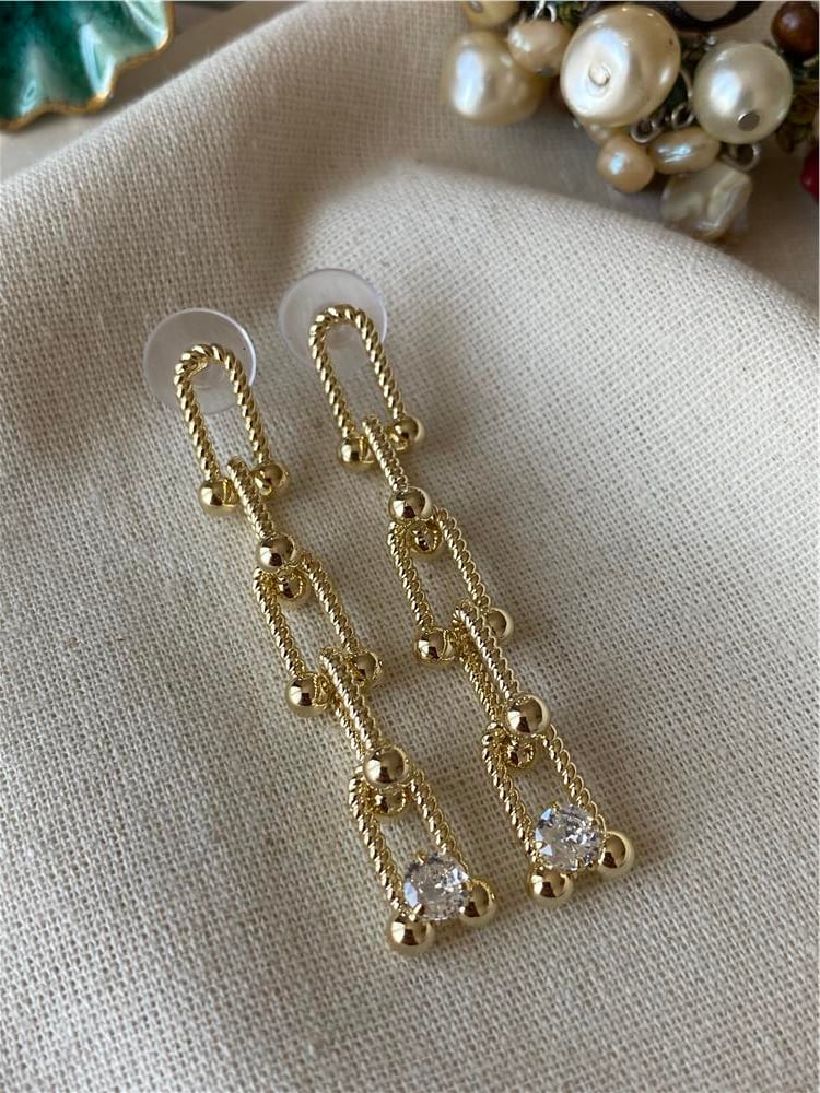 Taşlı Burgu Gold Tffny Küpe