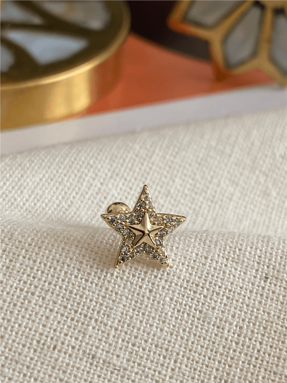 Taşlı Çift Yıldız Piercing