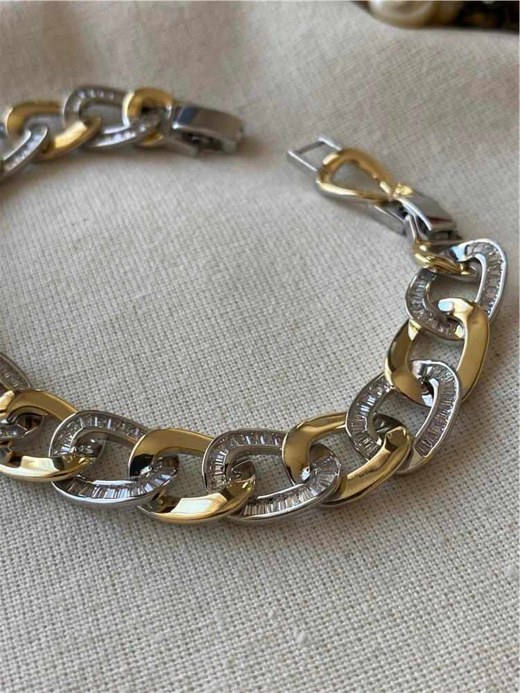 Taşlı Mix Renk Geniş Zincir Bileklik