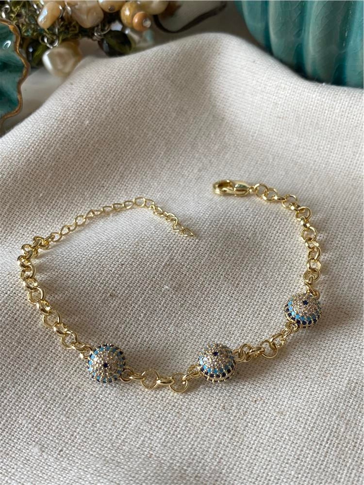 Taşlı Nazar Luxury Zincir Bileklik