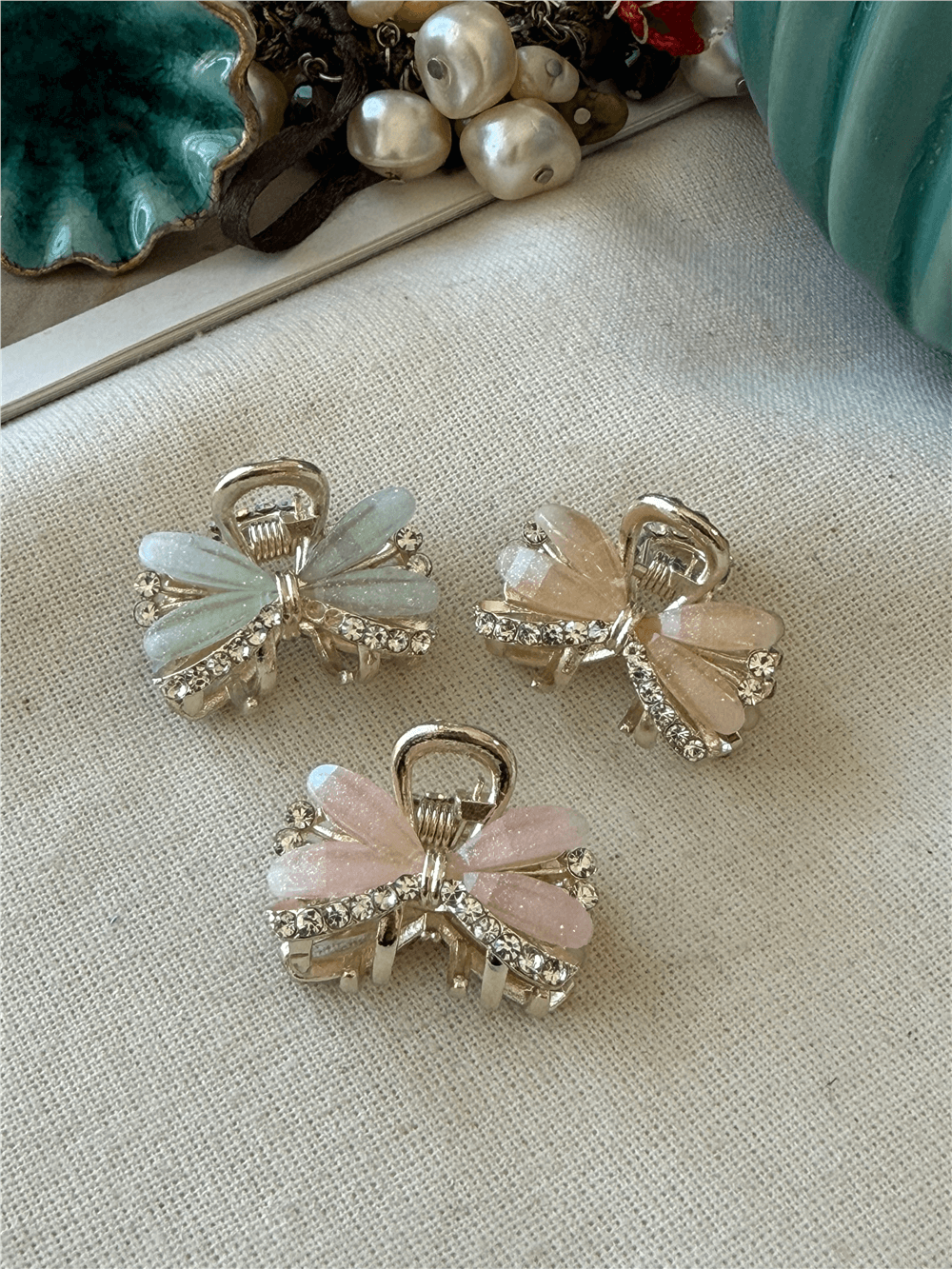 Taşlı Renkli Mini Metal Mandal Toka