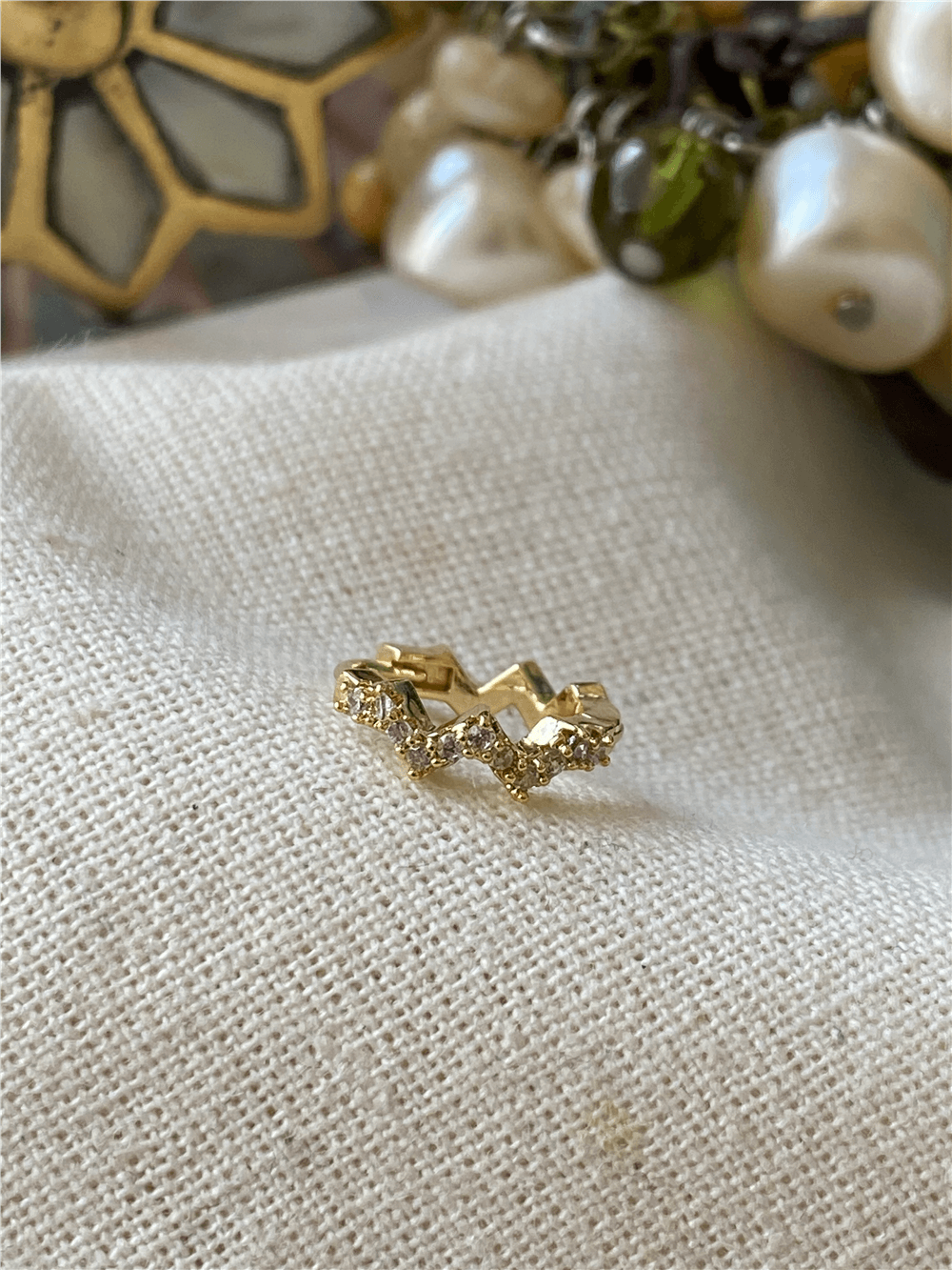 Taşlı Zigzag Halka Piercing