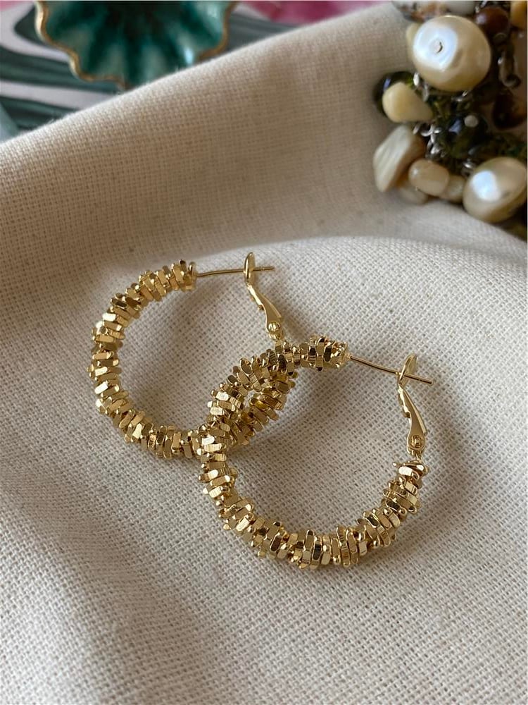 Tırtıklı Gold Halka Küpe