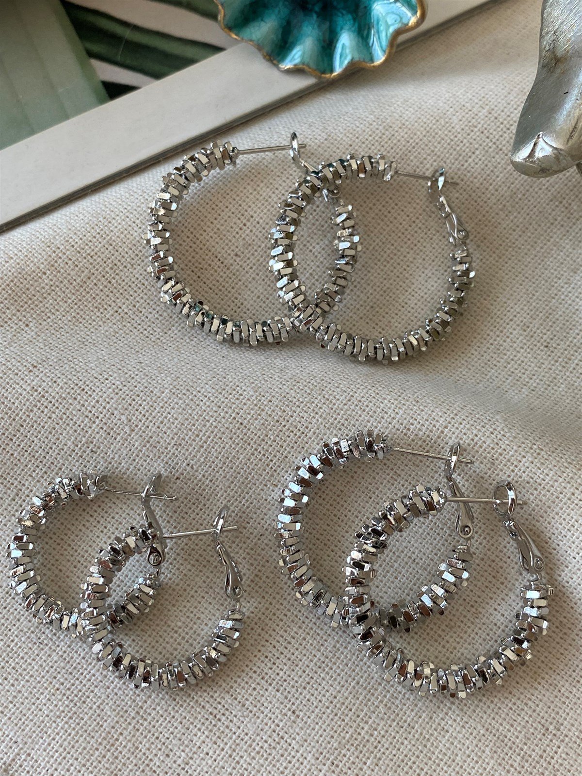 Scalloped Silver Hoop Earrings