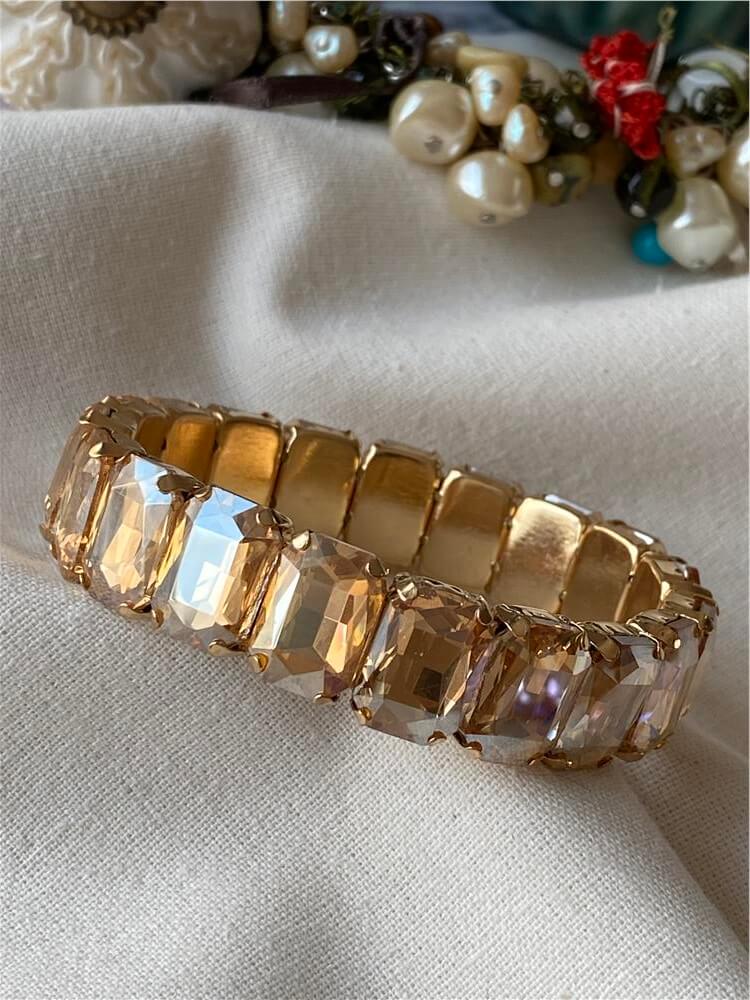 Turuncu Kristal Taşlı Esnek Bileklik